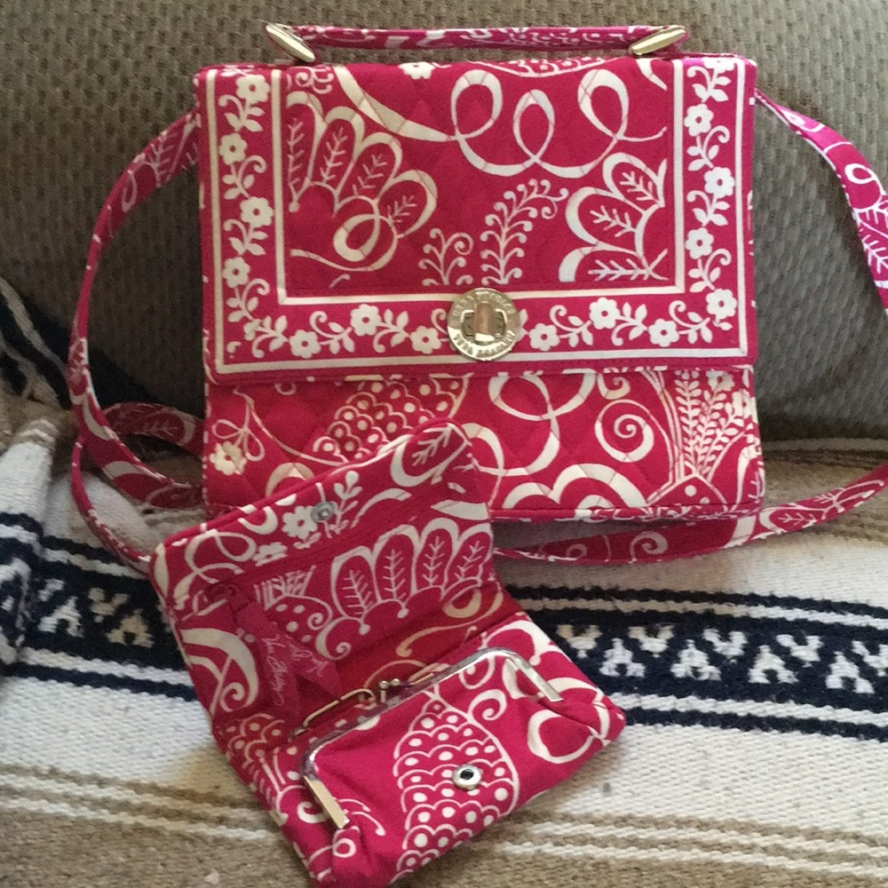 Set: Vera Bradley Square Bag w/ Matching Wallet
